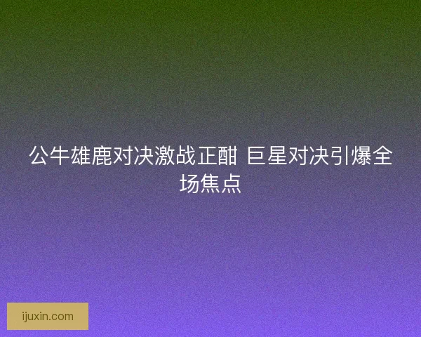 公牛雄鹿对决激战正酣 巨星对决引爆全场焦点