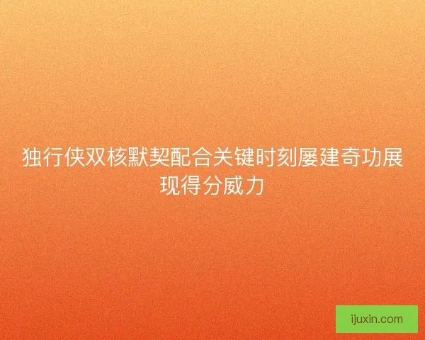 独行侠双核默契配合关键时刻屡建奇功展现得分威力