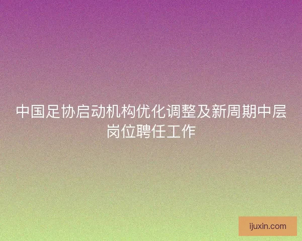 中国足协启动机构优化调整及新周期中层岗位聘任工作