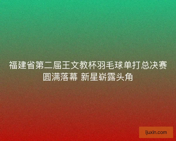 福建省第二届王文教杯羽毛球单打总决赛圆满落幕 新星崭露头角